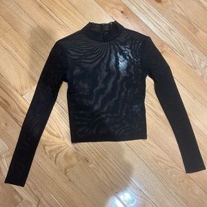 Urban outfitters black mesh long sleeve top.